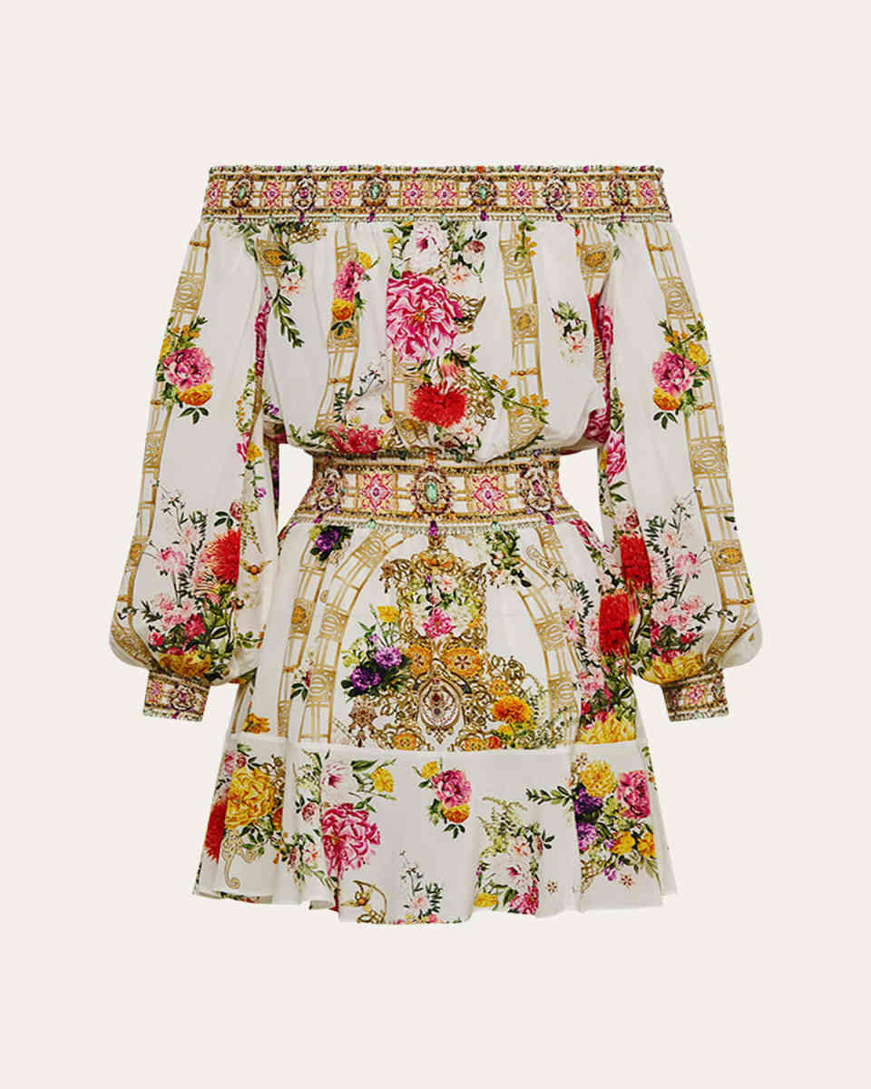 Egyptian Rose Off-Shoulder Mini Dress
